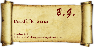 Belák Gina névjegykártya